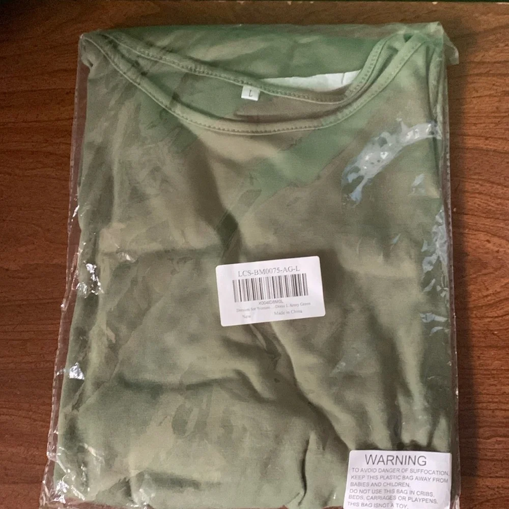 NWT No Label Size L Army Green Shirt Dress - Picture 7 of 7
